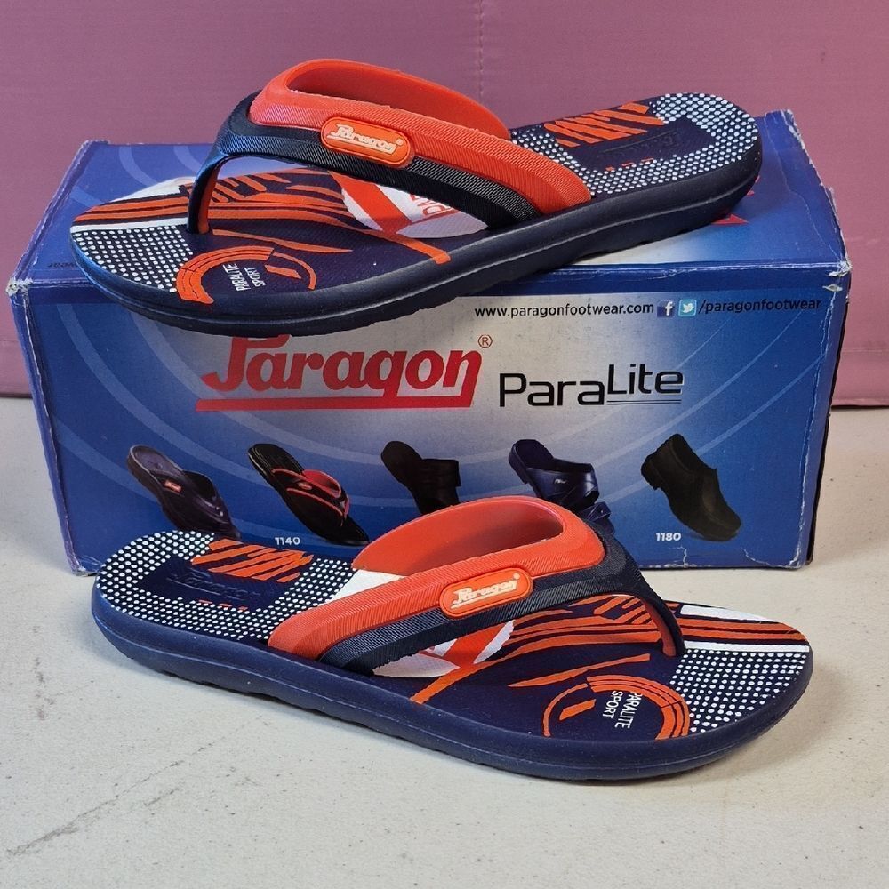 Paragon Paralite Men's 6 Navy & Orange Flip Flop - New